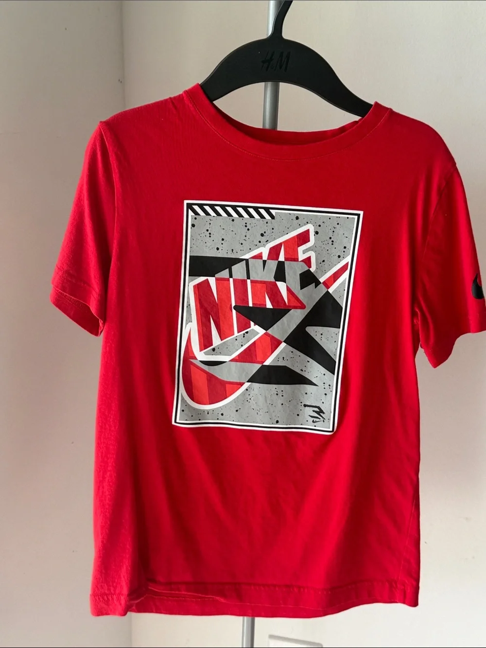 Nike Red Graphic Short Sleeve Tee with Black & White Logo